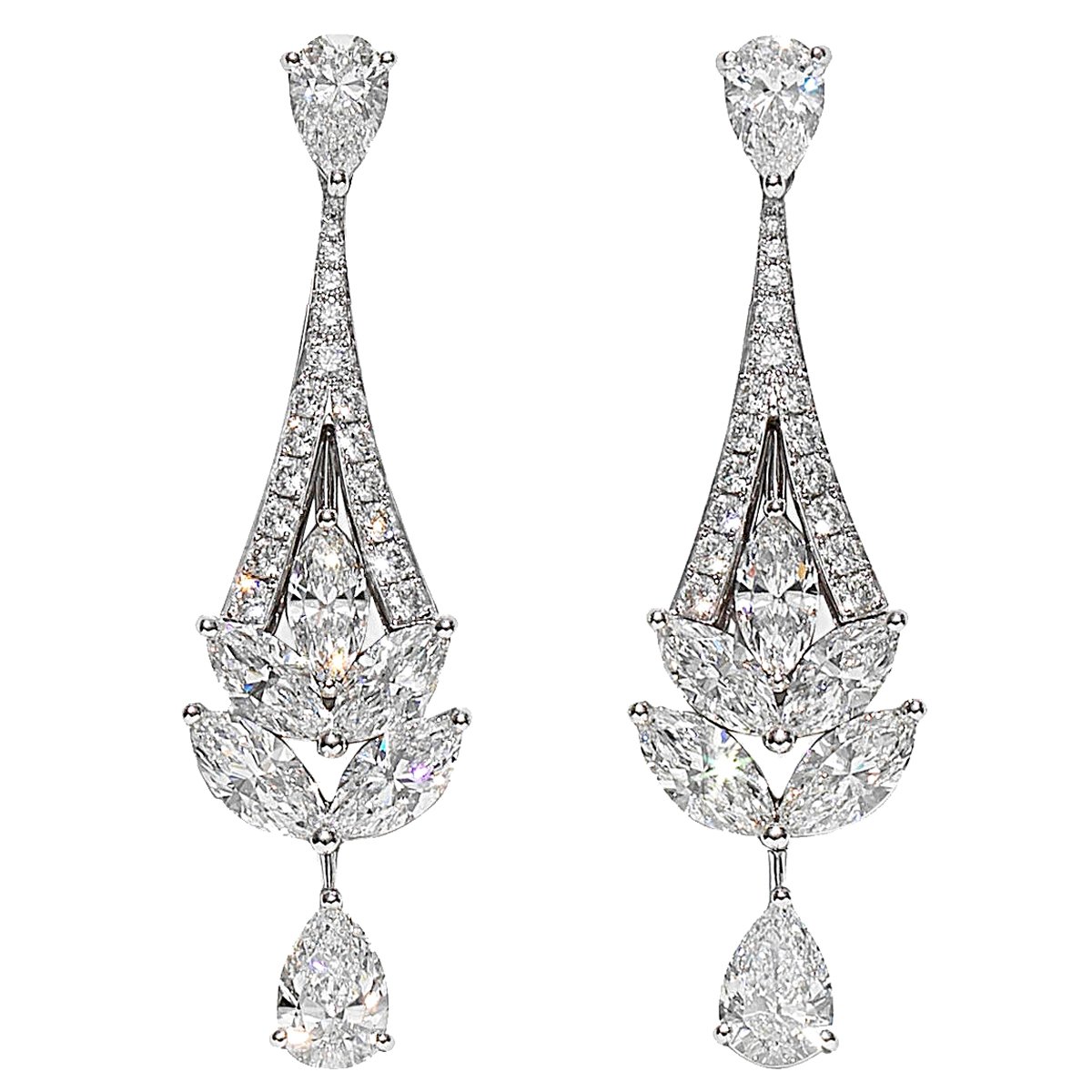 Graff 7.79ct Diamond Chandelier Platinum Drop Earrings