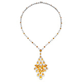 Graff Briolette Orange Sapphire Diamond White Gold Necklace y1bo31562dsun