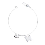 Gucci Butterfly Heart Charm Silver Bracelet 0000731