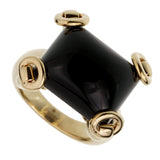Gucci Horsebit Onyx Yellow Gold Cocktail Ring 0002574