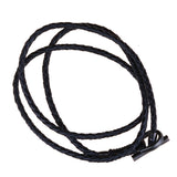 Gucci Leather Horsebit Burnished Silver Bracelet 0000696