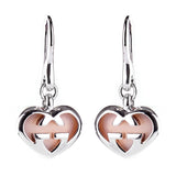 Gucci Pink Opal Double G Silver Heart Earrings 0000813