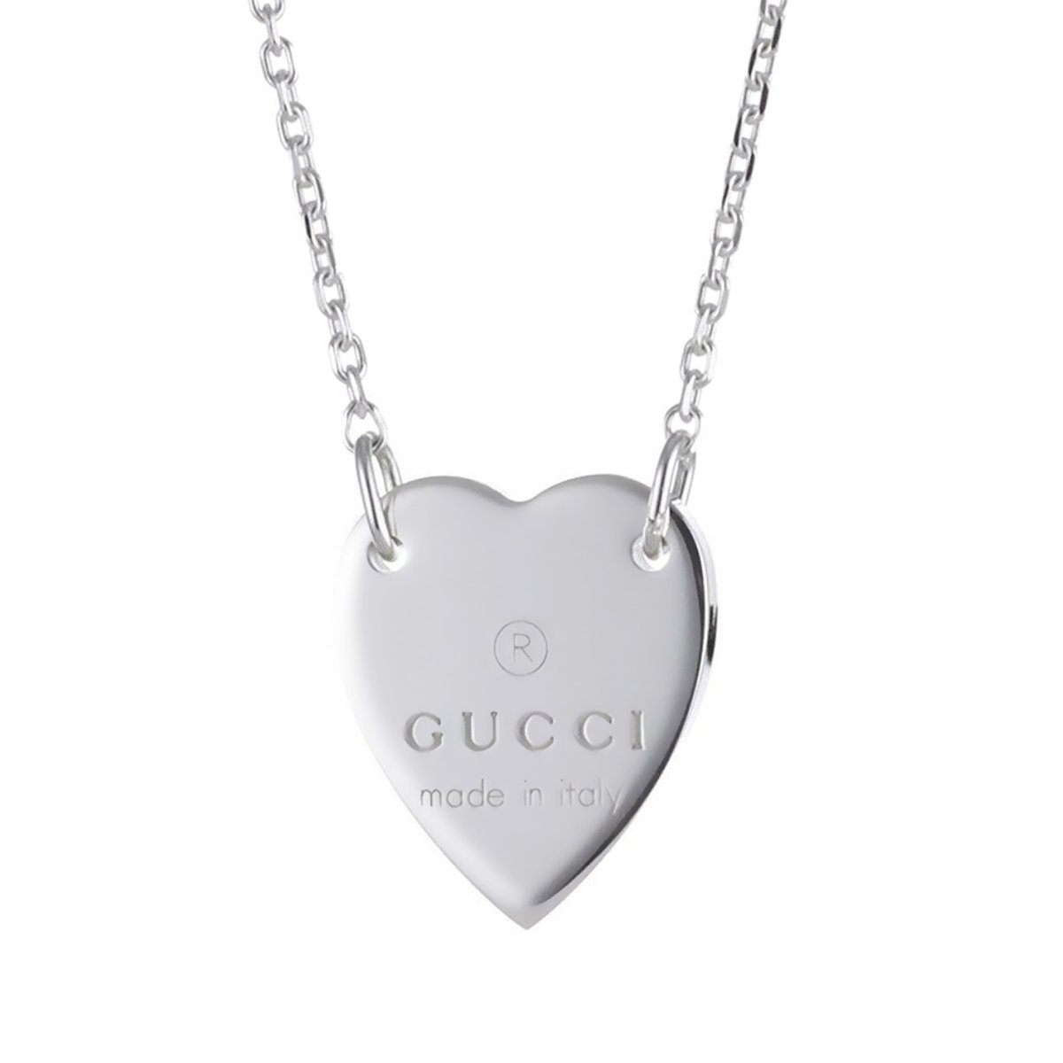 Gucci trademark heart silver necklace deals