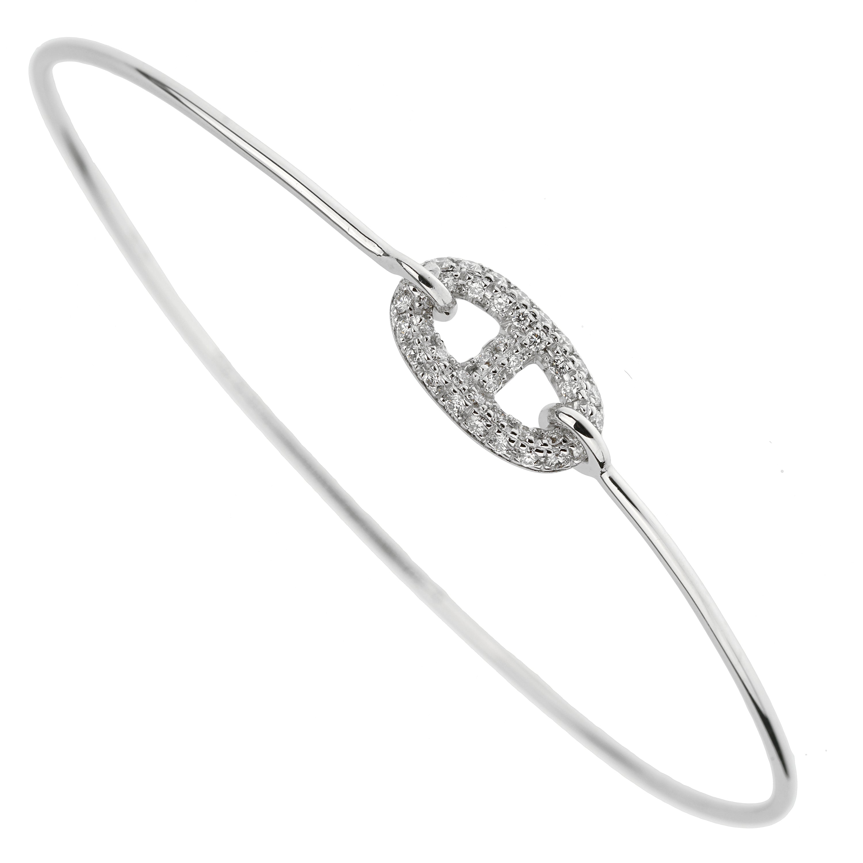 Hermes Farandole White Gold Diamond Large Bangle Bracelet Hermes Farandole White Gold Diamond Large Bangle Bracelet