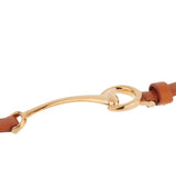 Ladies Rose Gold Brown Leather Horsebit Bracelet 0002523
