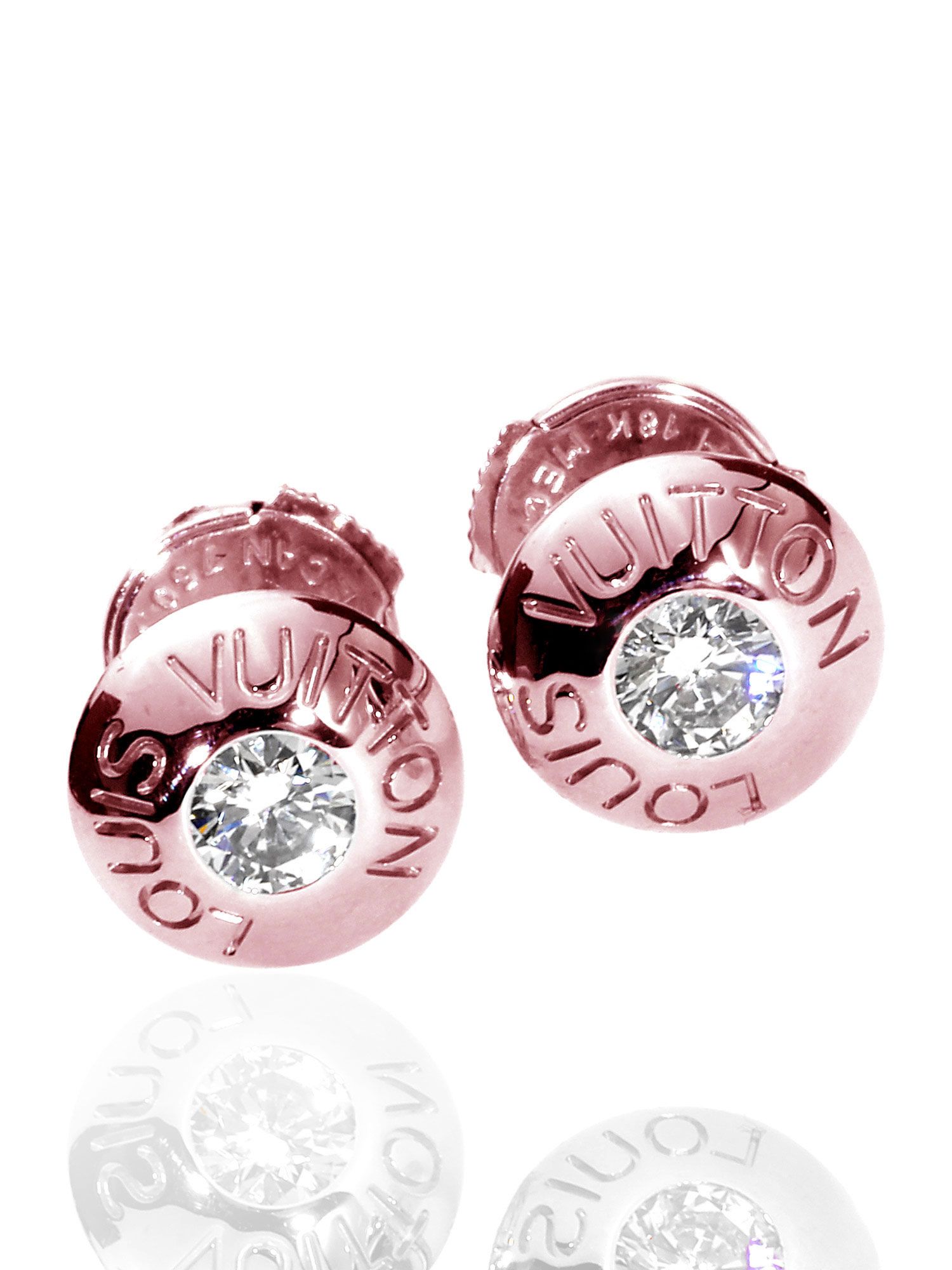 Louis Vuitton 18k Pink Gold LV Volt One Stud Diamond Earring