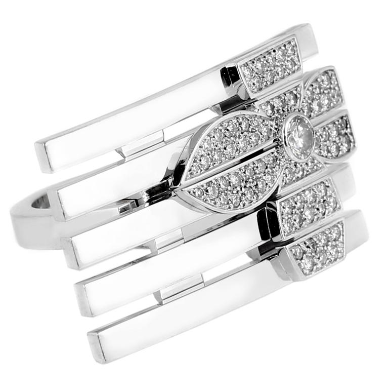 Louis Vuitton White Gold and Diamond Petite Fleur Ring, Cocktail Ring, Size 4 1/2, Contemporary Jewelry