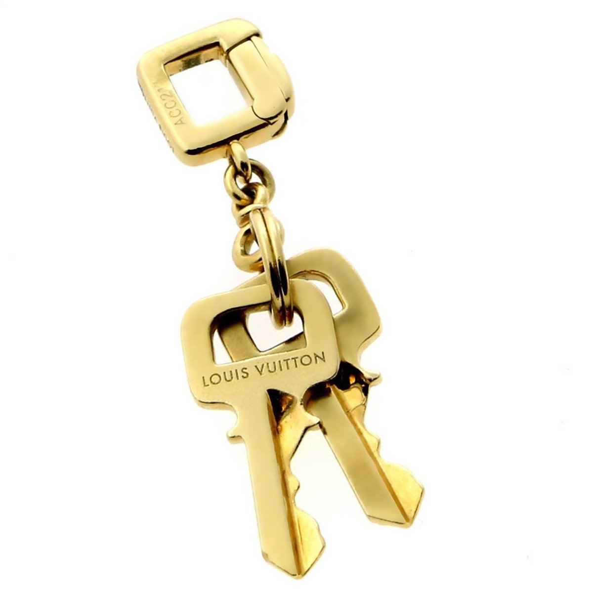 Louis Vuitton Gold Tone Lock and Key Necklace