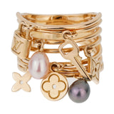 Louis Vuitton Monogram Pearl Cocktail Yellow Gold Ring 0001993