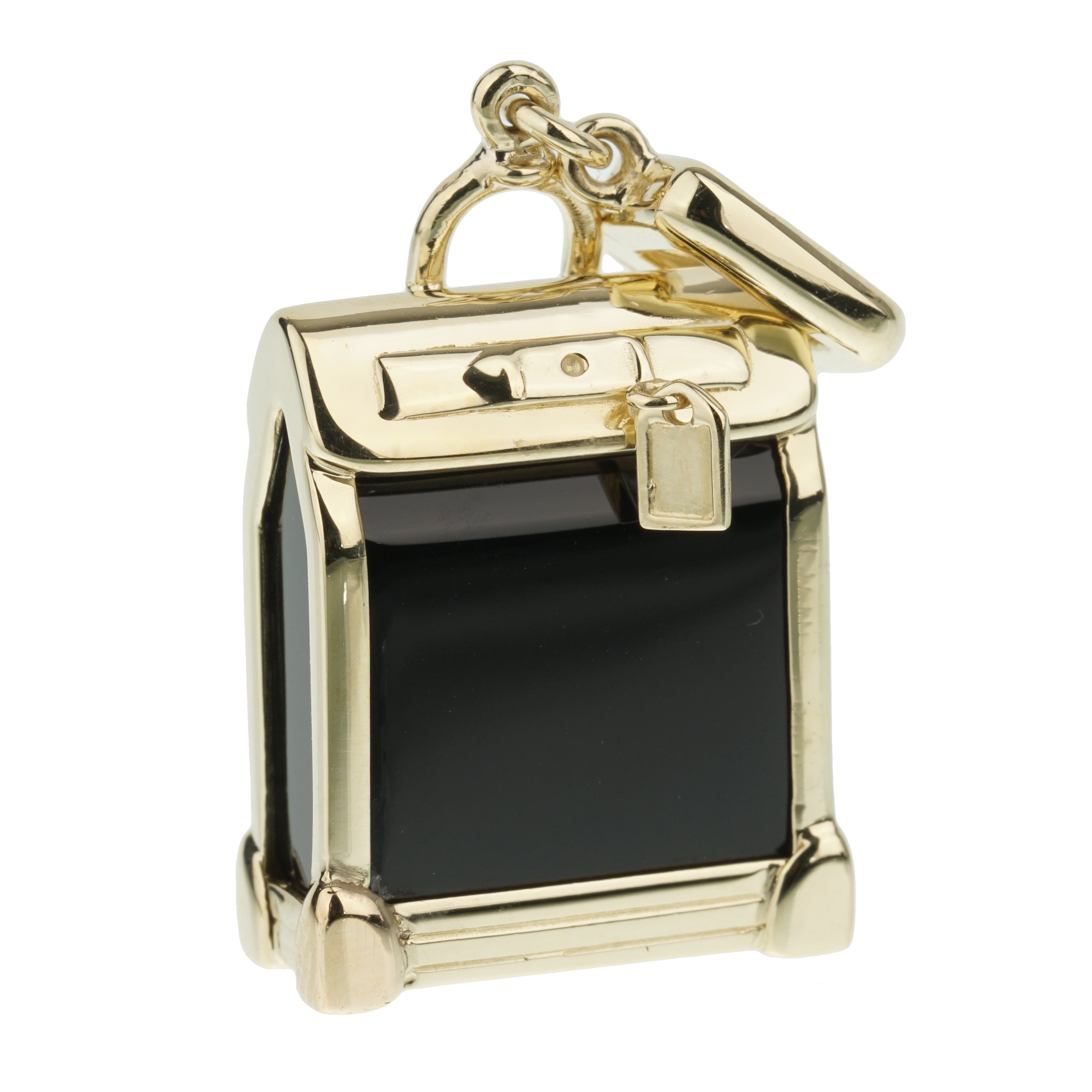Louis Vuitton Steamer Bag Yellow Gold Onyx Charm Pendant Opulent