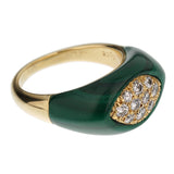 Mauboussin Vintage Malachite Diamond Yellow Gold Ring a1