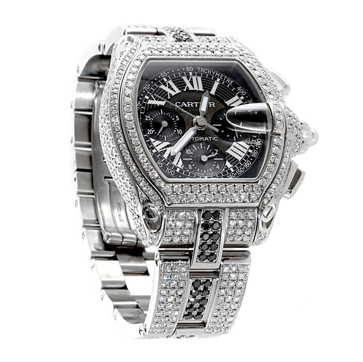 Mens Cartier Roadster Chronograph Diamond Watch – Opulent Jewelers