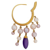 Mimi Milano Amethyst Pearl 18k Yellow Gold Hoop Earrings 0001018