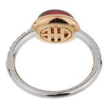 Mimi Milano Garnet Diamond White Gold Ring Sz 7.5 0002504