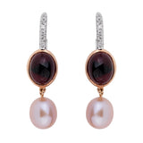 Mimi Milano Garnet Pearl Diamond 18k Rose Gold Earrings 0001020