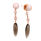 Mimi Milano Smoky Quartz Pearl 18k Rose Gold Earrings 0001017
