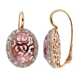 Pomellato 14 Carat Amethyst Diamond Rose Gold Drop Earrings 0002188