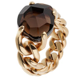 Pomellato 6.65ct Smoky Quartz Chain Link Gold Ring 0002842