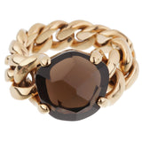 Pomellato 6.65ct Smoky Quartz Chain Link Gold Ring 0002842