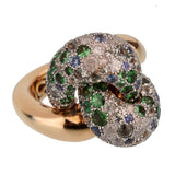 Pomellato Sapphire Diamond Rose Gold Cocktail Ring Sz 5 3/4 0002456