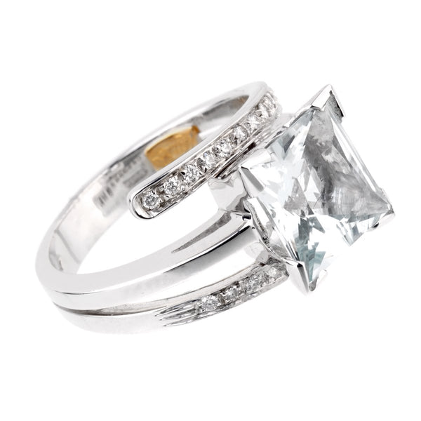 Recarlo Aquamarine White Gold Diamond Ring 0000973