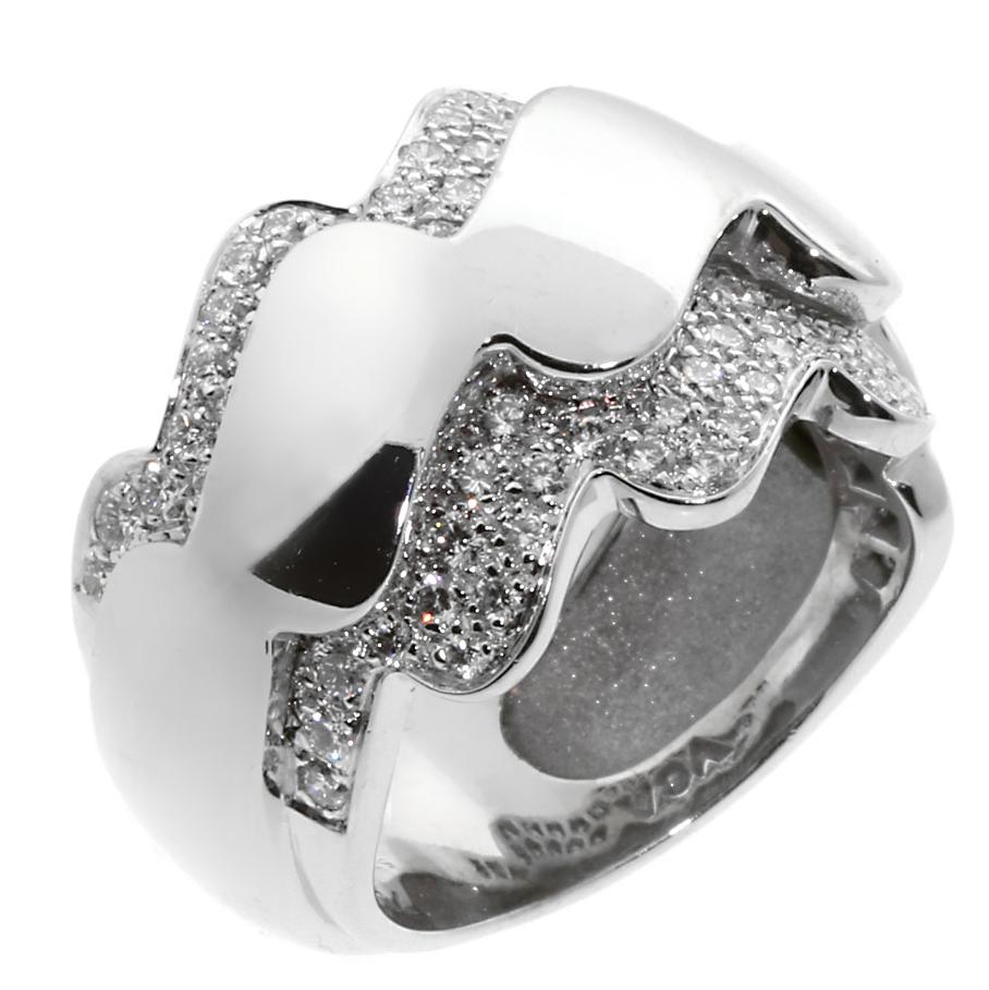 Van Cleef & Arpels Diamond White Gold Wave Ring – Opulent Van Cleef & Arpels Diamond White Gold Wave Ring – Opulent