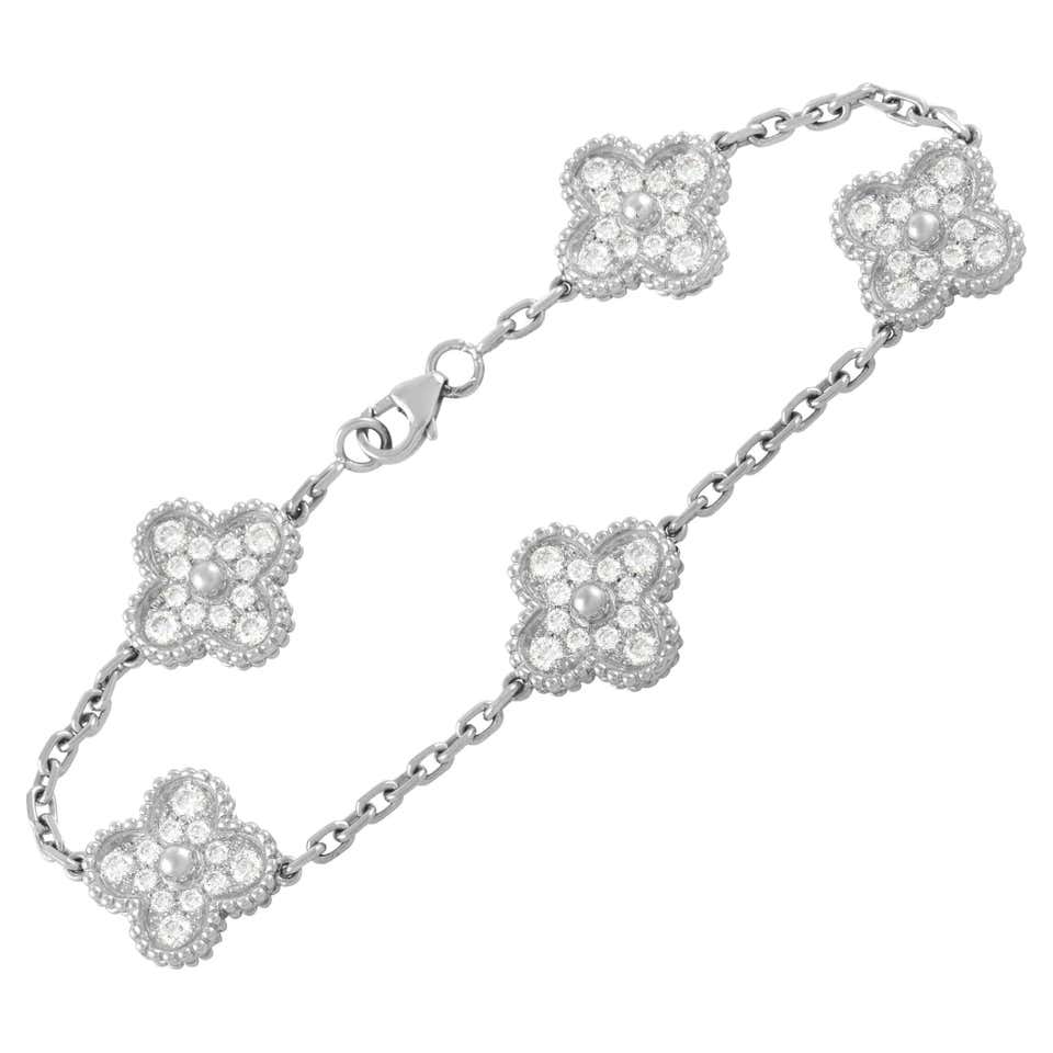 Van Cleef Arpels Diamond White Gold Vintage Alhambra Bracelet