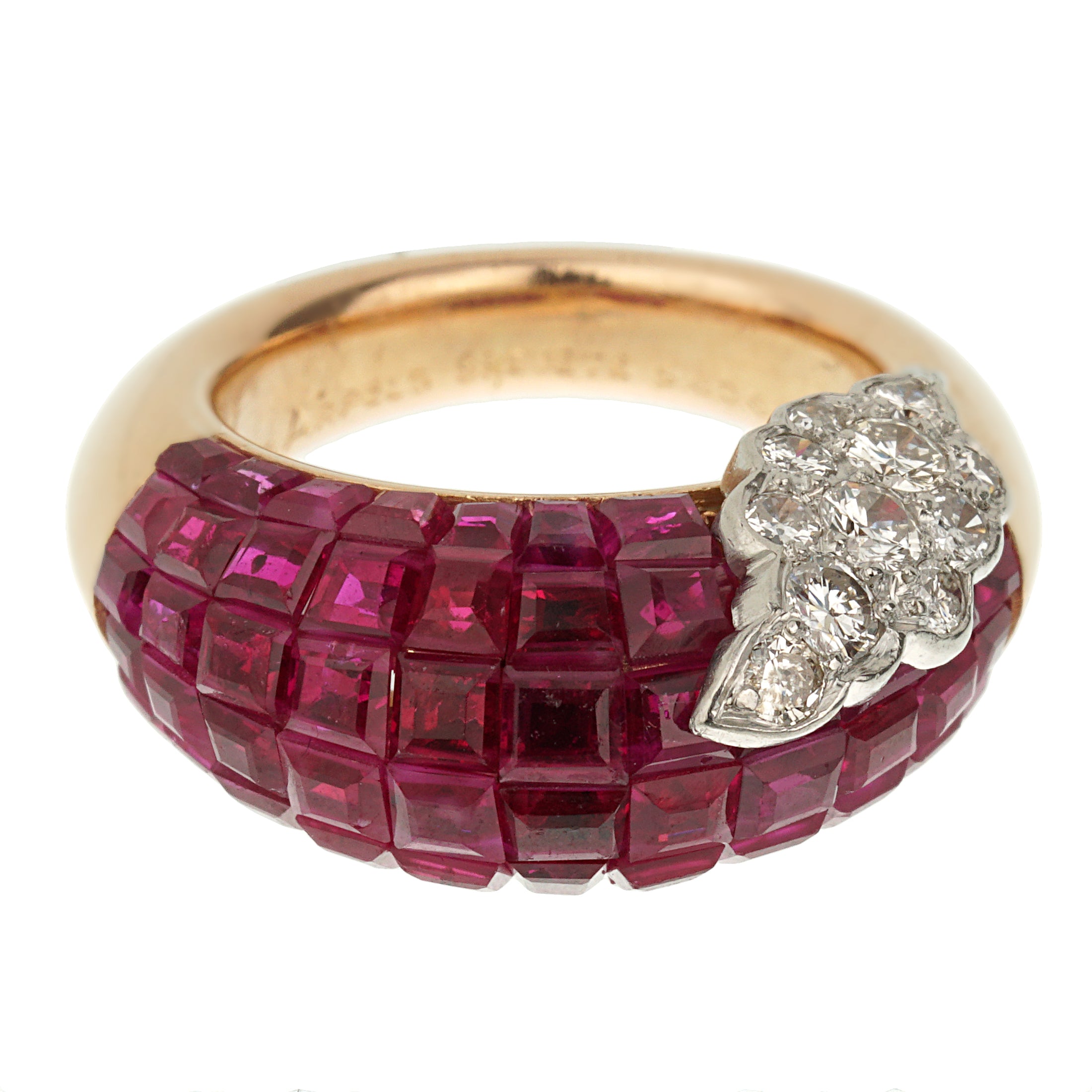 Van Cleef & Arpels Mystery Ruby Diamond French Cocktail Ring Sz 4