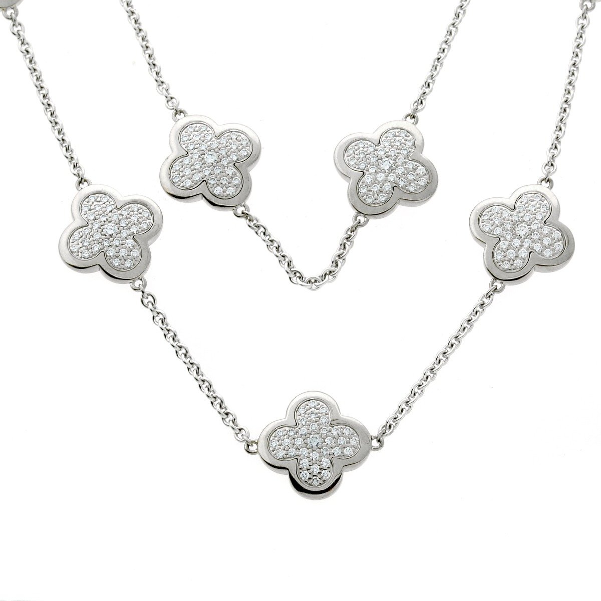Van Cleef & Arpels Pure Alhambra Diamond Necklace – Opulent Jewelers