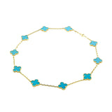 Van Cleef Arpels Turquoise Alhambra Gold Necklace 0000348