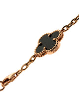 Van Cleef Arpels Vintage Alhambra Bois D'amourette Rose Gold Necklace 00VNC5490