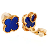 Van Cleef Arpels Vintage Alhambra Lapis Gold Earrings 00VNC10019