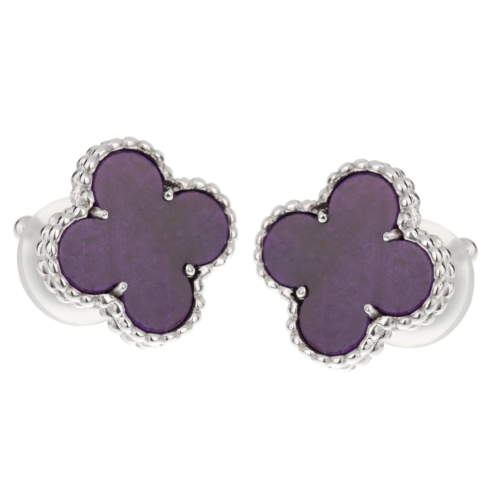 Van Cleef Arpels Vintage Alhambra White Gold Sugilite Earrings
