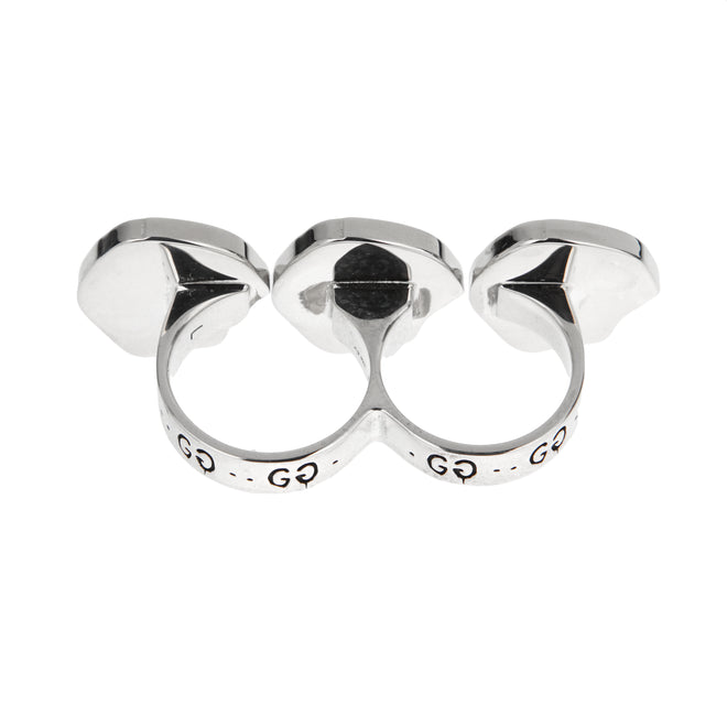Gucci Skull 3 Motif 2 Finger Sterling Silver Ring "Medium"