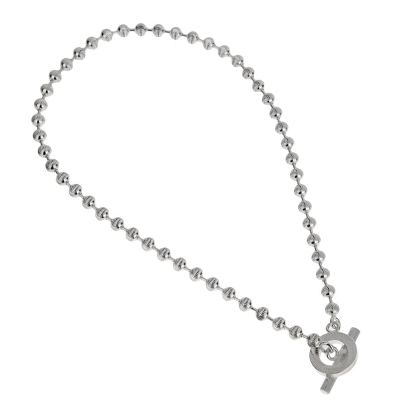 Gucci Sterling Silver Beaded Diamond Cut Boule Necklace Size M - 15"