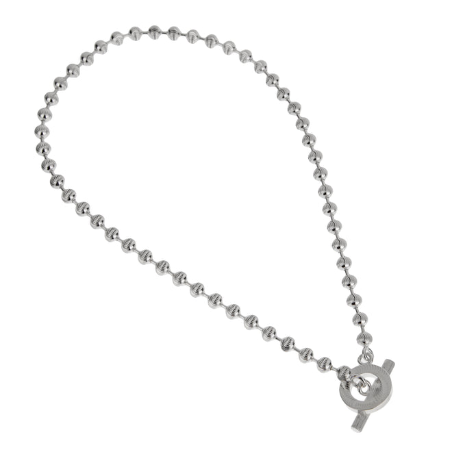 Gucci Sterling Silver Beaded Diamond Cut Boule Necklace Size M - 15"