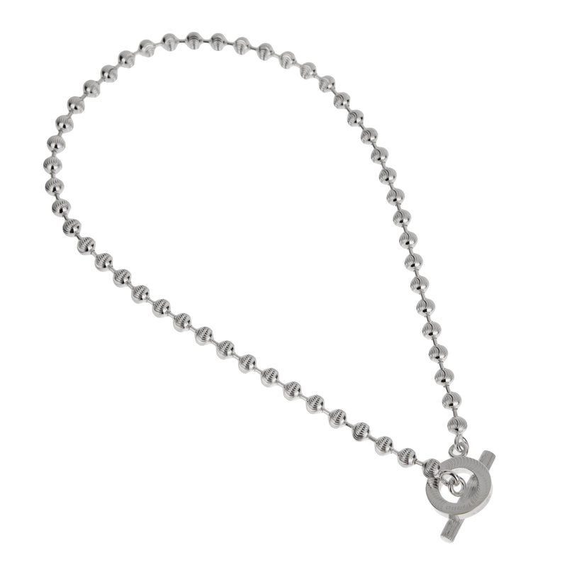 Gucci Sterling Silver Beaded Diamond Cut Boule Necklace Size M - 15"