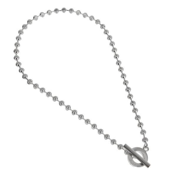 Gucci Sterling Silver Beaded Diamond Cut Boule Necklace Size L - 15 1/2"