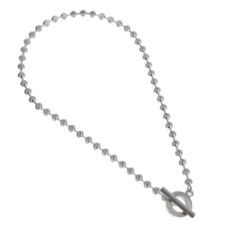 Gucci Sterling Silver Beaded Diamond Cut Boule Necklace Size L - 15 1/2"