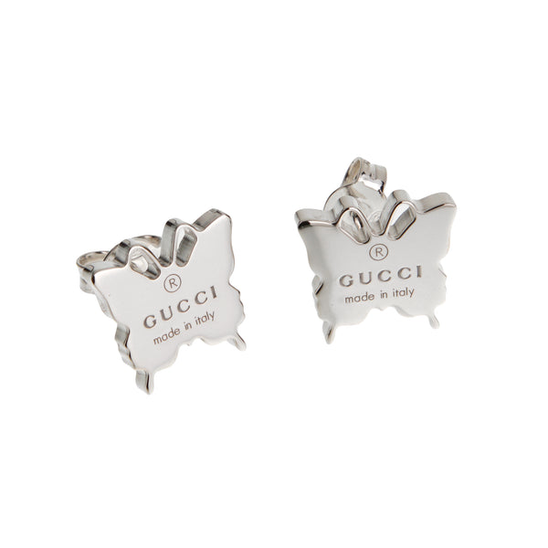 Gucci Sterling Silver Butterfly Stud Earrings