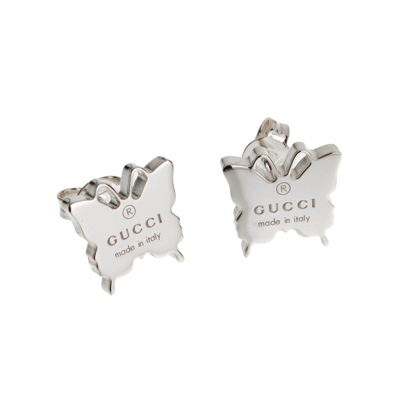 Gucci Sterling Silver Butterfly Stud Earrings