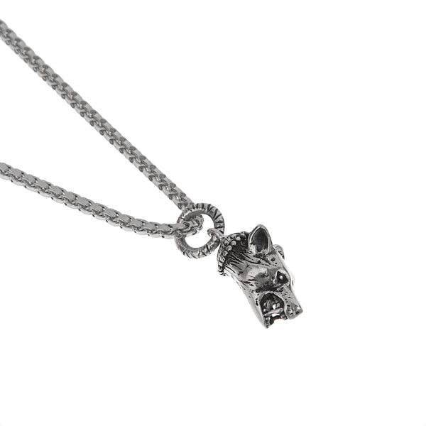 Gucci Sterling Silver Wolf Head Pendant Necklace