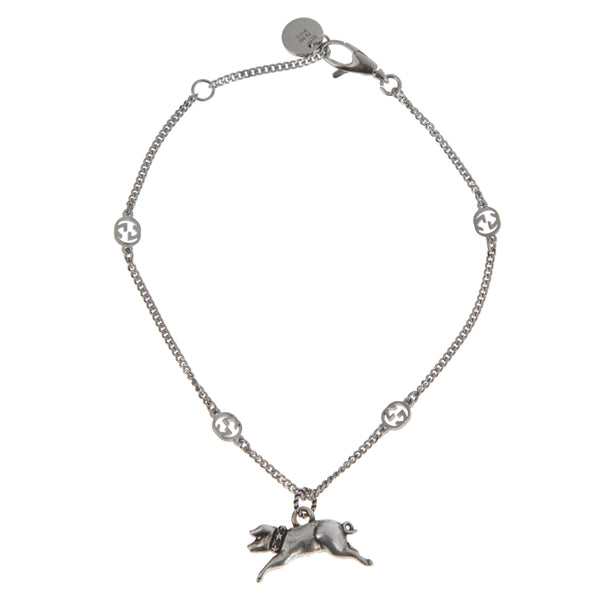 Gucci Sterling Silver Piggy Charm Bracelet – 7"
