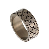 Gucci Aged Sterling Silver Logo Band Ring with Enamel Inlay – Size 7 1/4