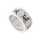 Gucci Ghost Skull & GG Sterling Silver Band Ring - Sz 5 3/4