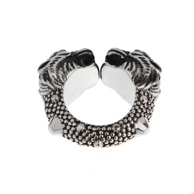 Gucci Double Tiger Sterling Silver Ring Sz 10 3/4