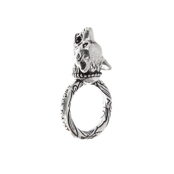 Gucci Anger Forest Wolf Sterling Silver Ring Size 8 3/4