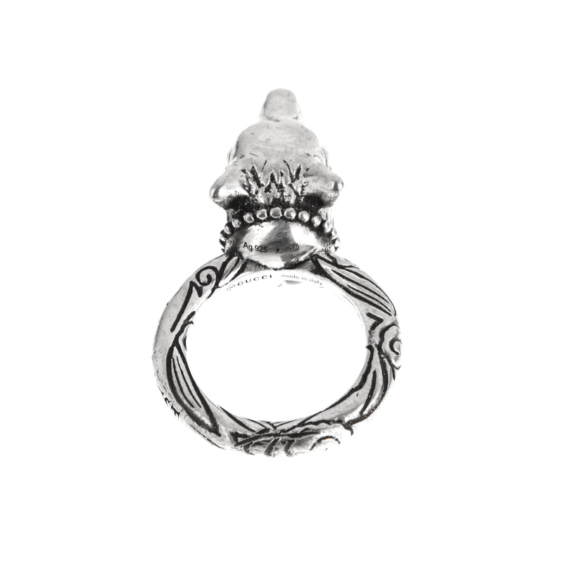 Gucci Anger Forest Wolf Sterling Silver Ring Size 8 1/4