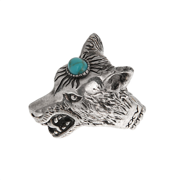Gucci Anger Forest Turquoise Wolf Sterling Silver Ring Sz 9