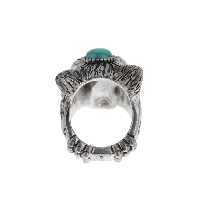 Gucci Anger Forest Turquoise Wolf Sterling Silver Ring Sz 9